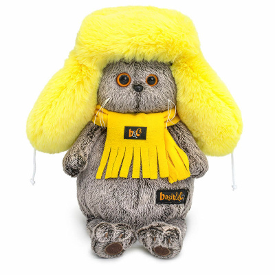 Мягкая игрушка Кот Басик в желтой меховой шапке Budi Basa Ks22-301 1